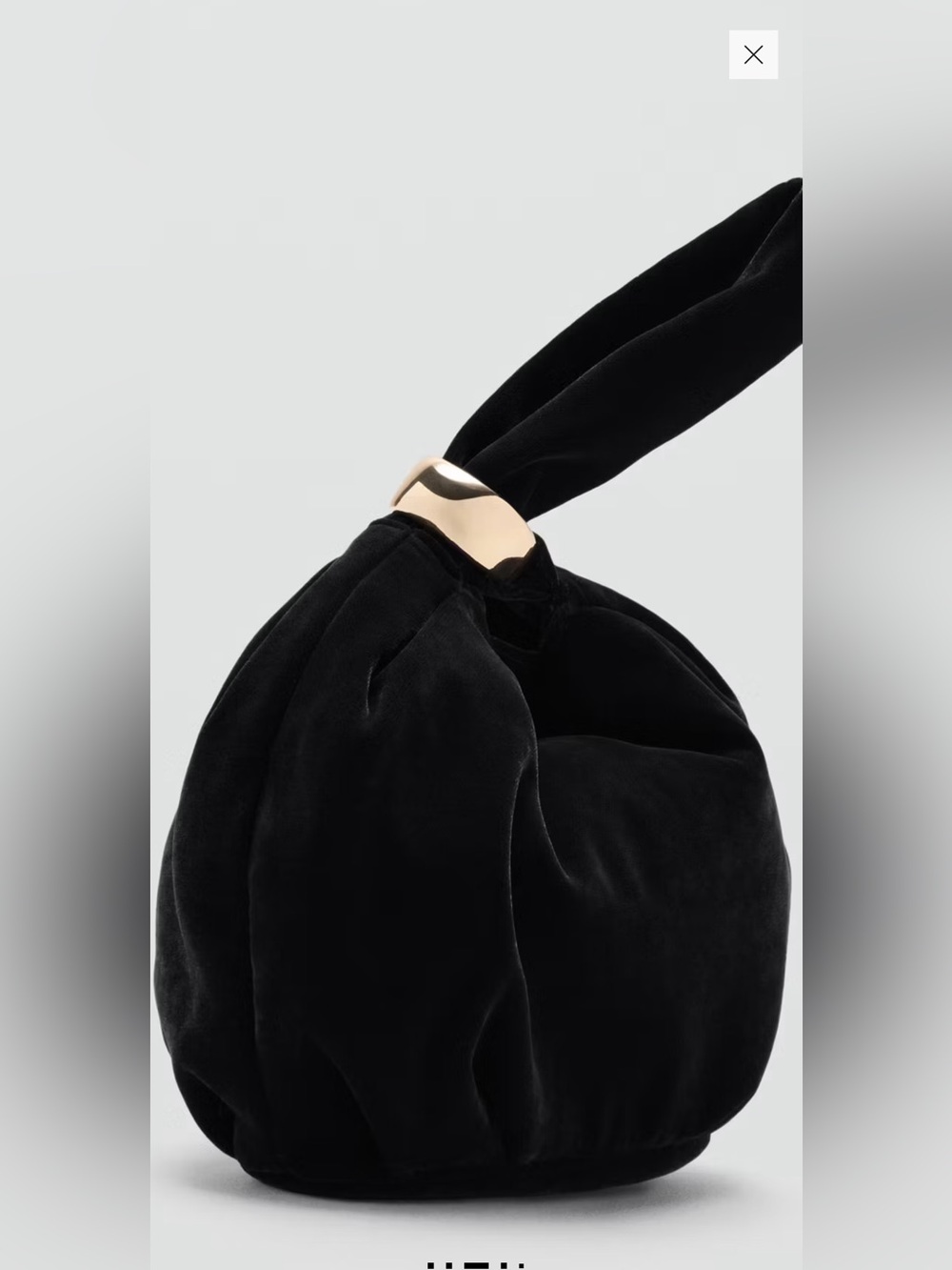 Mango Black Velvet Clutch with Gold Ring Detail - Picture 3 of 5